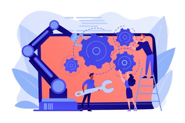 collaborative robotics concept vector illustration.